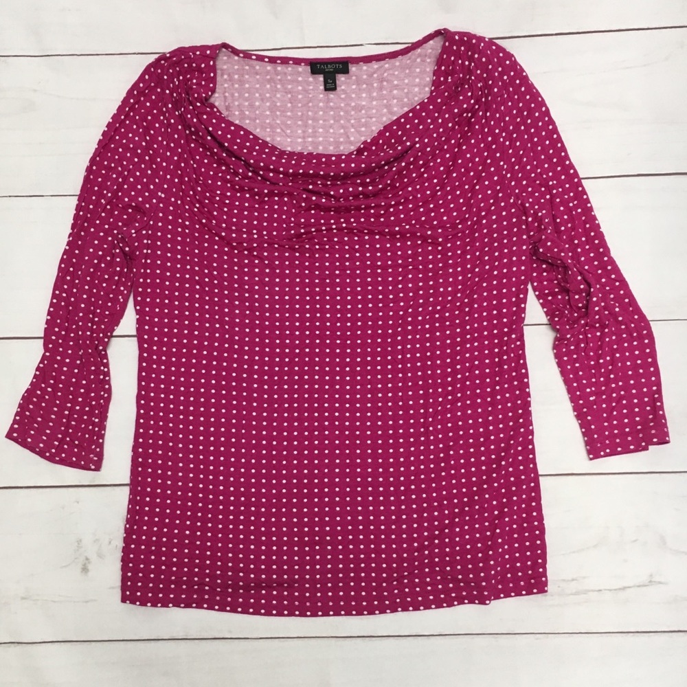 Talbots Pink Polka dotted 3/4 Length Top